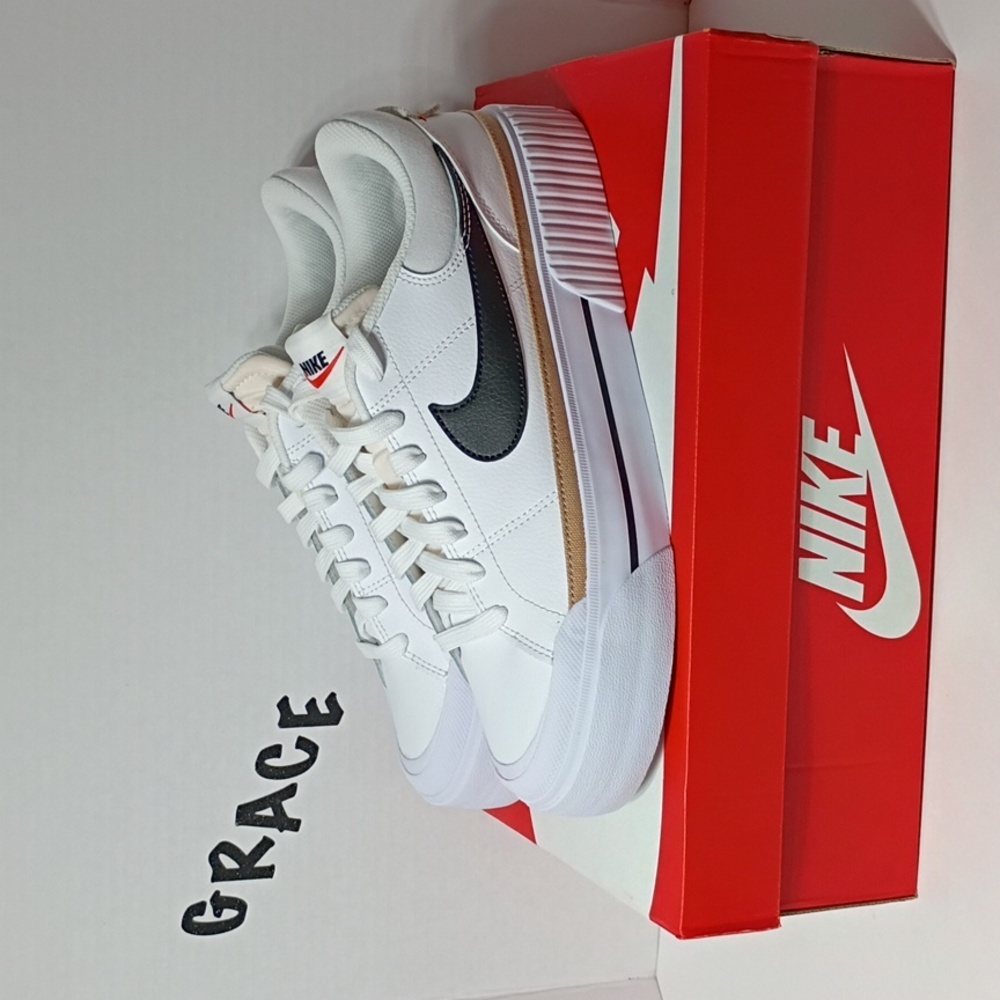 Nike White Black Gold Platform Athletic Shoes - Picture 7 of 13